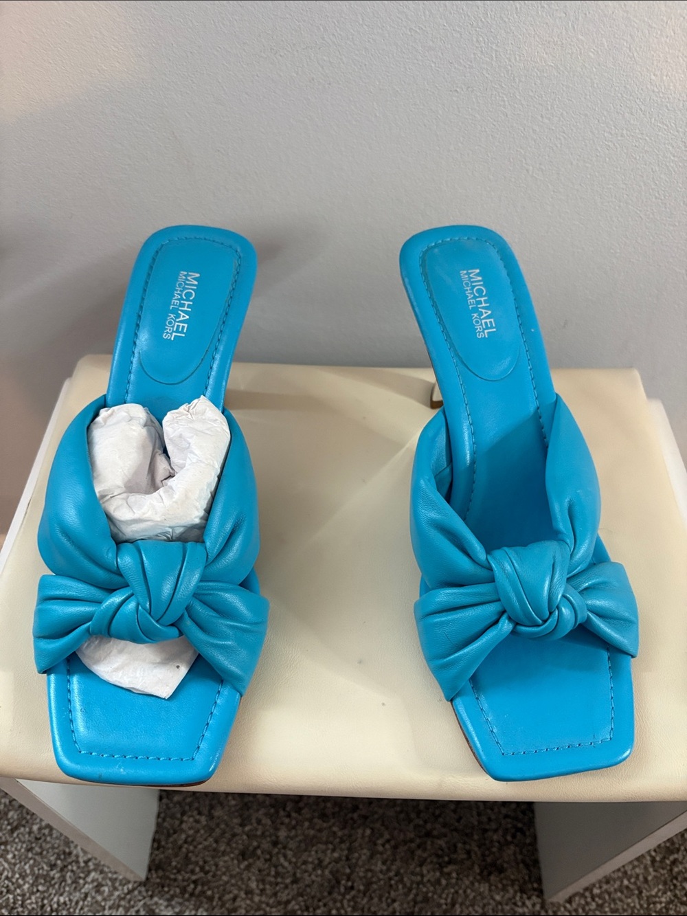 MICHAEL Michael Kors Blue Knot Square Toe Heeled Sandals
